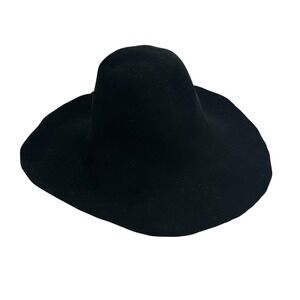 Excello Geo W Bollman Black 100% Wool Floppy‎ Wide Brim Hat Made in USA Vintage